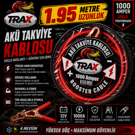 T-RaX Akü Takviye Kablosu 1000 Amper