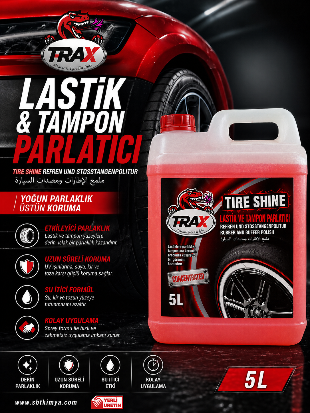 T-RaX Konsantre Lastik ve Tampon Parlatıcı 5 LT