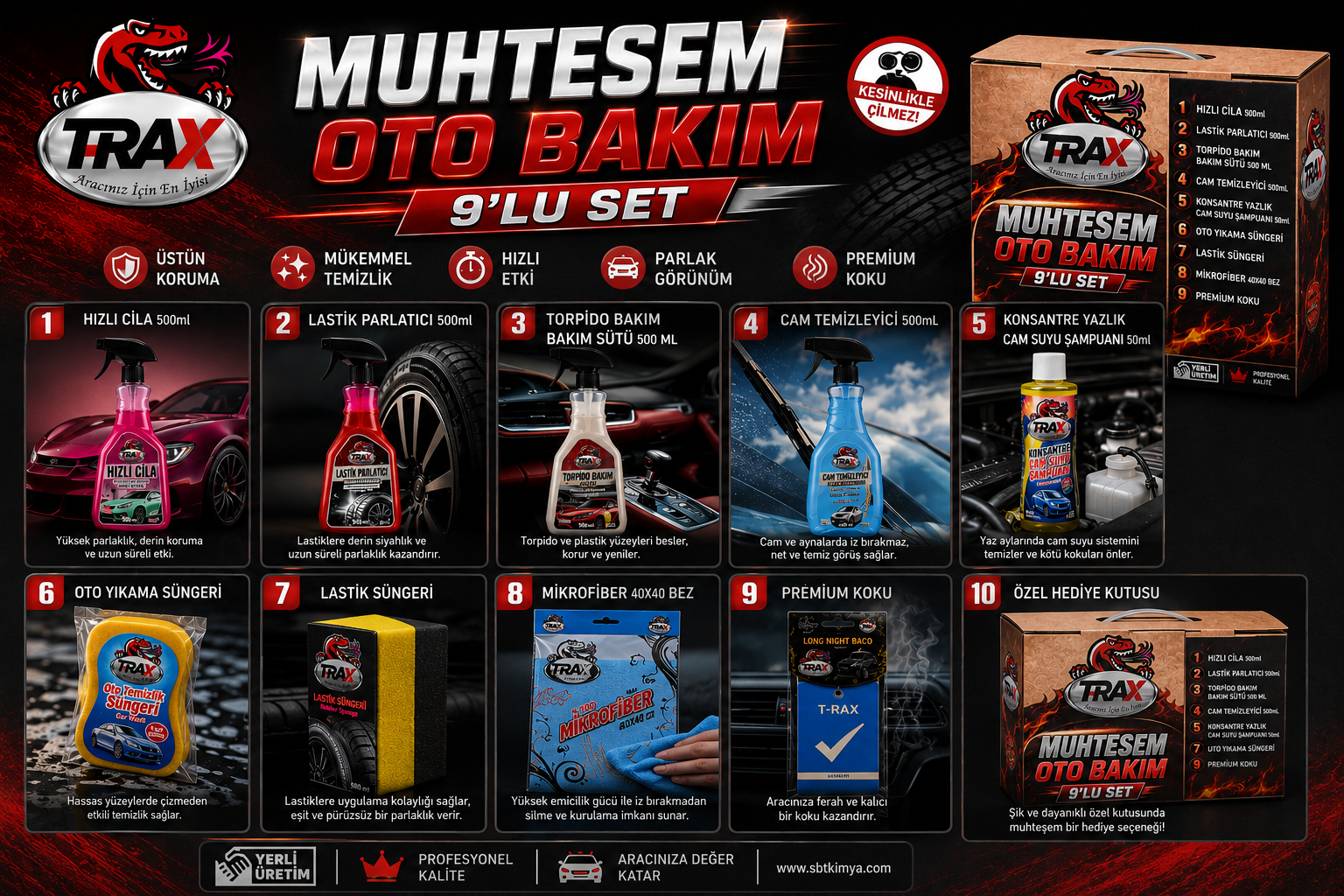 MUHTEŞEM OTO BAKIM 9'LU SET