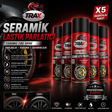 T-RAX  SERAMİK LASTİK PARLATICI 500 ML  – 5’li Set