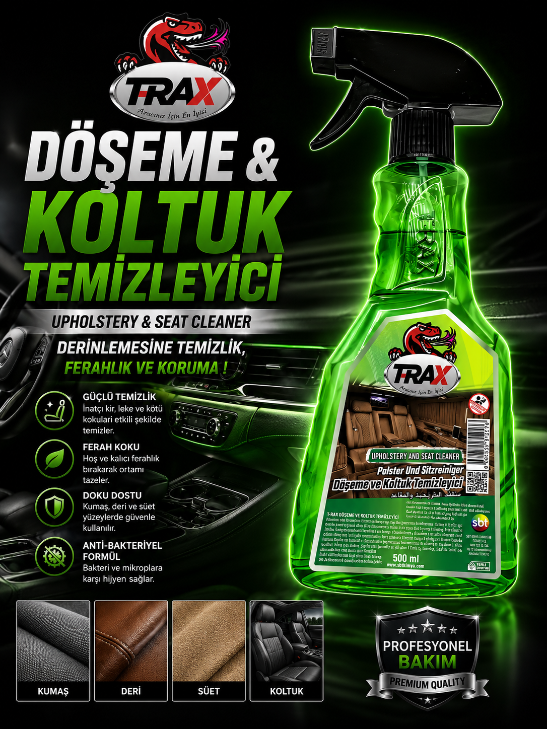 T-RaX Döşeme ve Koltuk Temizleyici 500ML