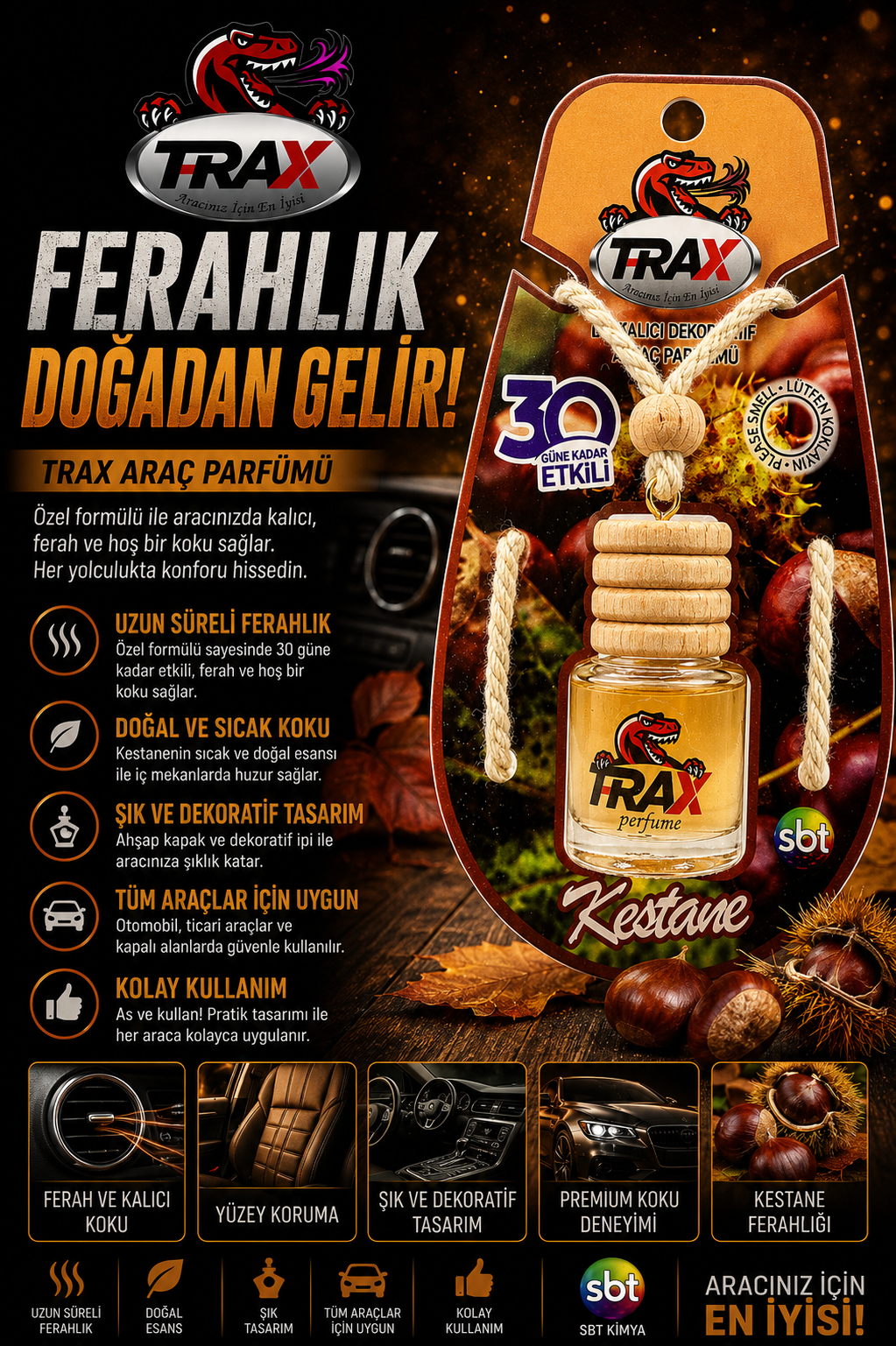 T-RaX Ayna Asmalı 8 ML - Kestane