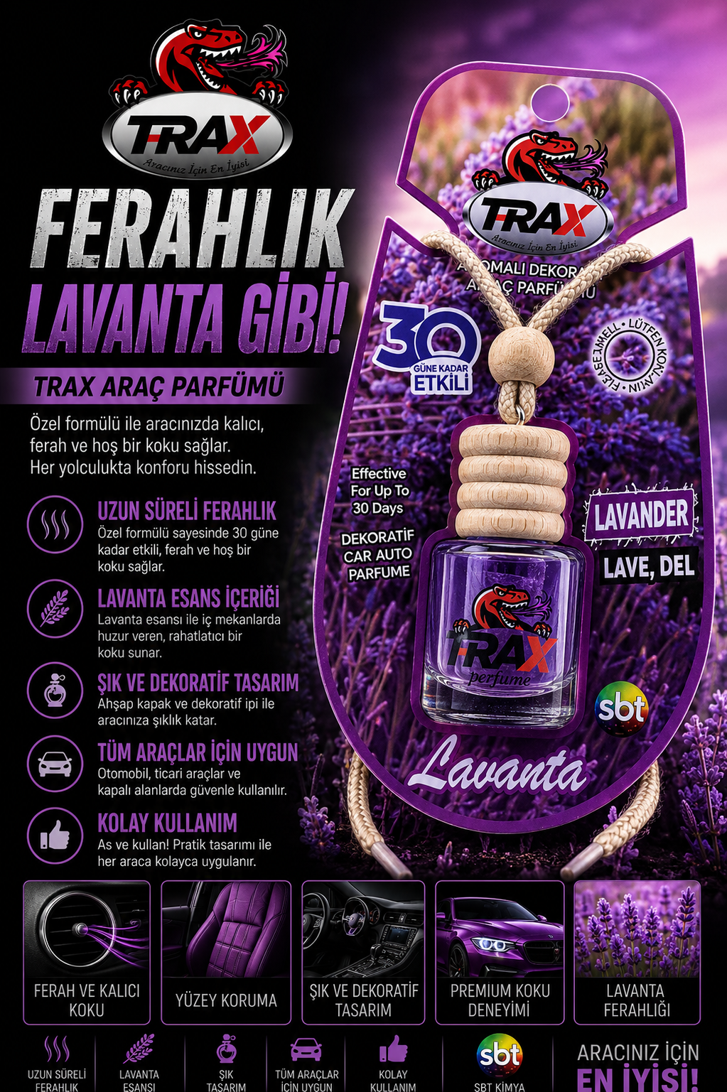 T-RaX Ayna Asmalı 8 ML - Lavanta