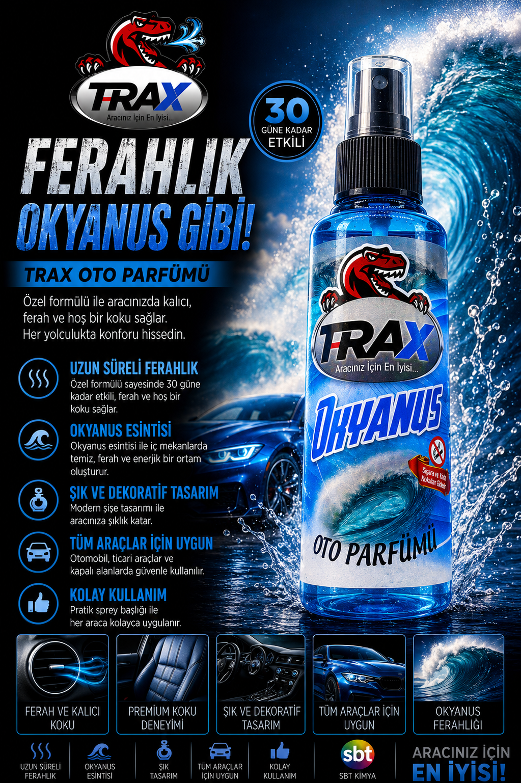 T-RaX Sprey Oto Koku 170ML - Okyanus