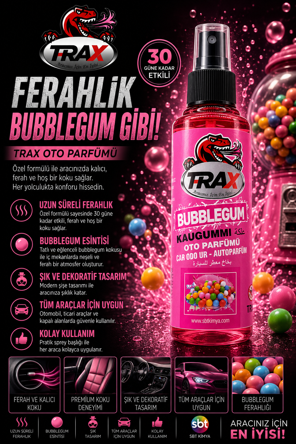 T-RaX Sprey Oto Koku 170ML - Bubblegum