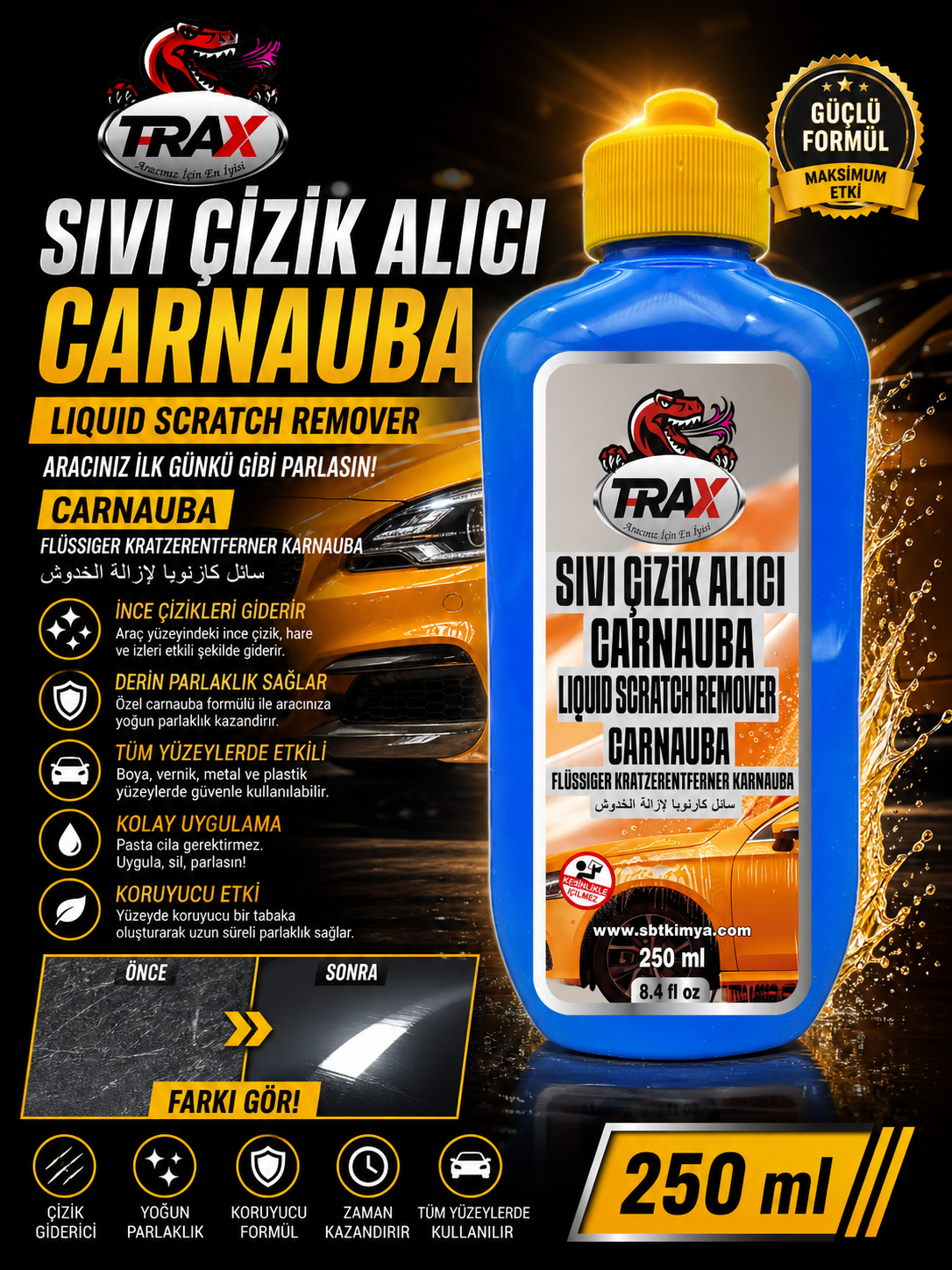 T-RaX Sıvı Çizik Alıcı 250ML