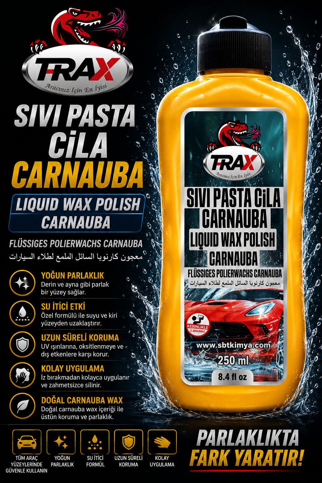 T-RaX Sıvı Pasta Cila 250ML