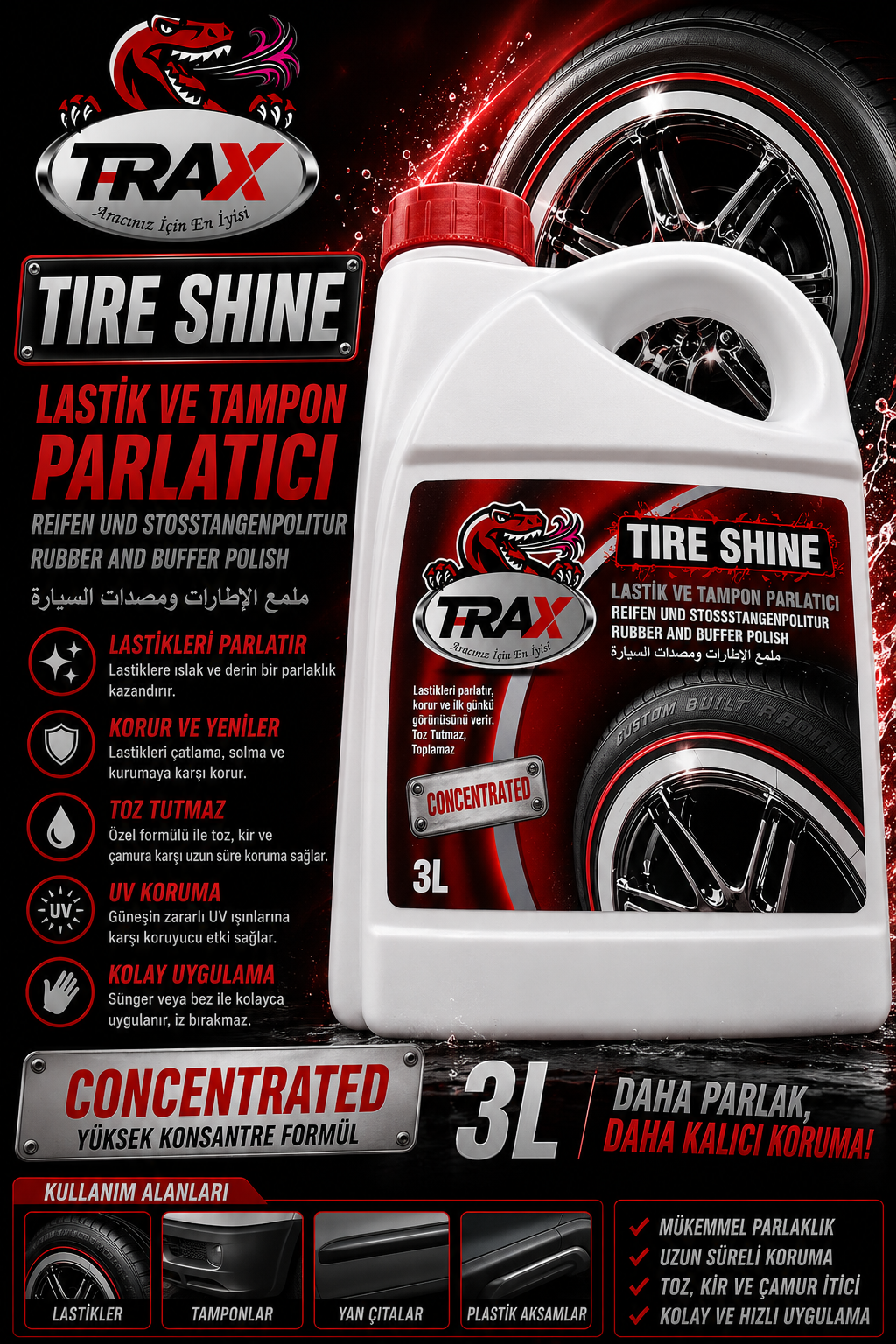 T-RaX Konsantre Lastik ve Tampon Parlatıcı 3LT