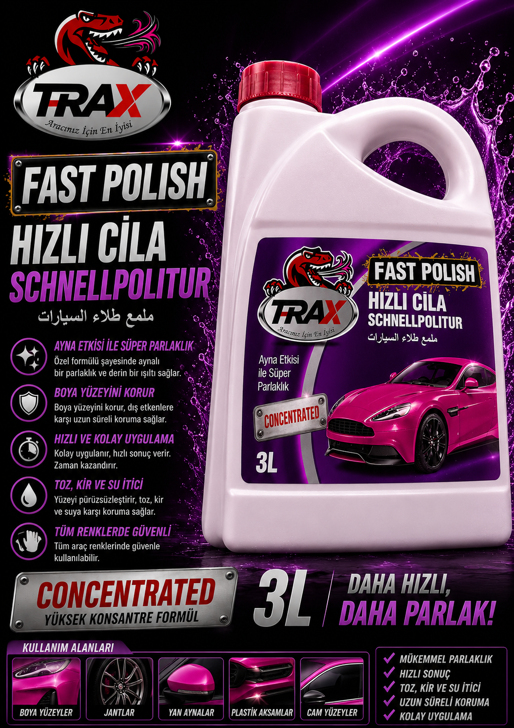 T-RaX Konsantre Hızlı Cila 3LT