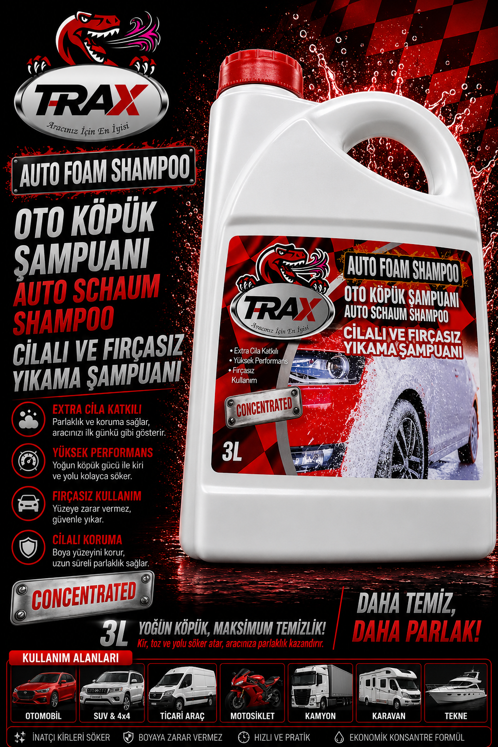 T-RaX Konsantre Fırçasız Oto Köpük 3LT