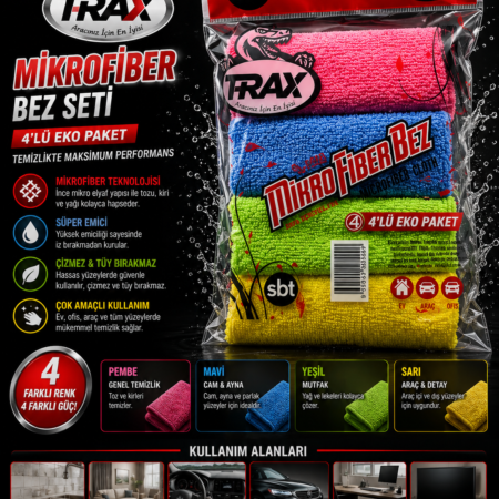 T-RaX Mikrofiber Bez Nano Teknoloji 4’lü Eko