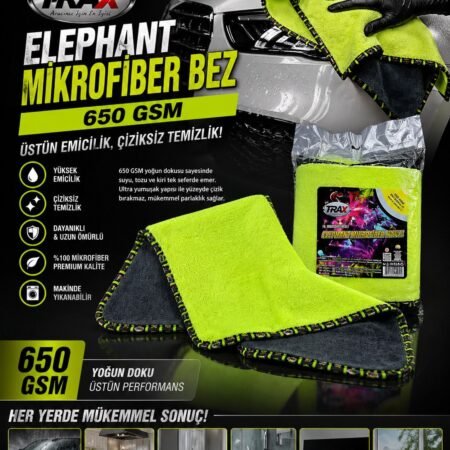 T-RaX Elephant Mikrofiber Araç Kurulama Bezi 50x60 cm – Süper Emici Oto Temizlik Bezi