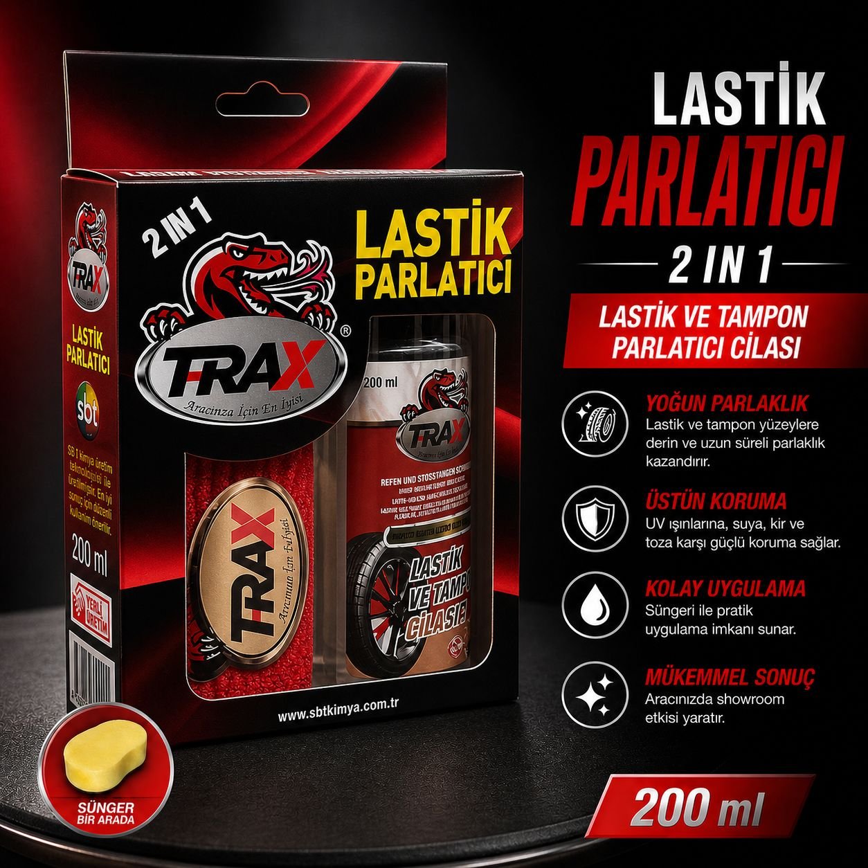 T-RaX Lastik ve Tampon Cila Seti 200ML